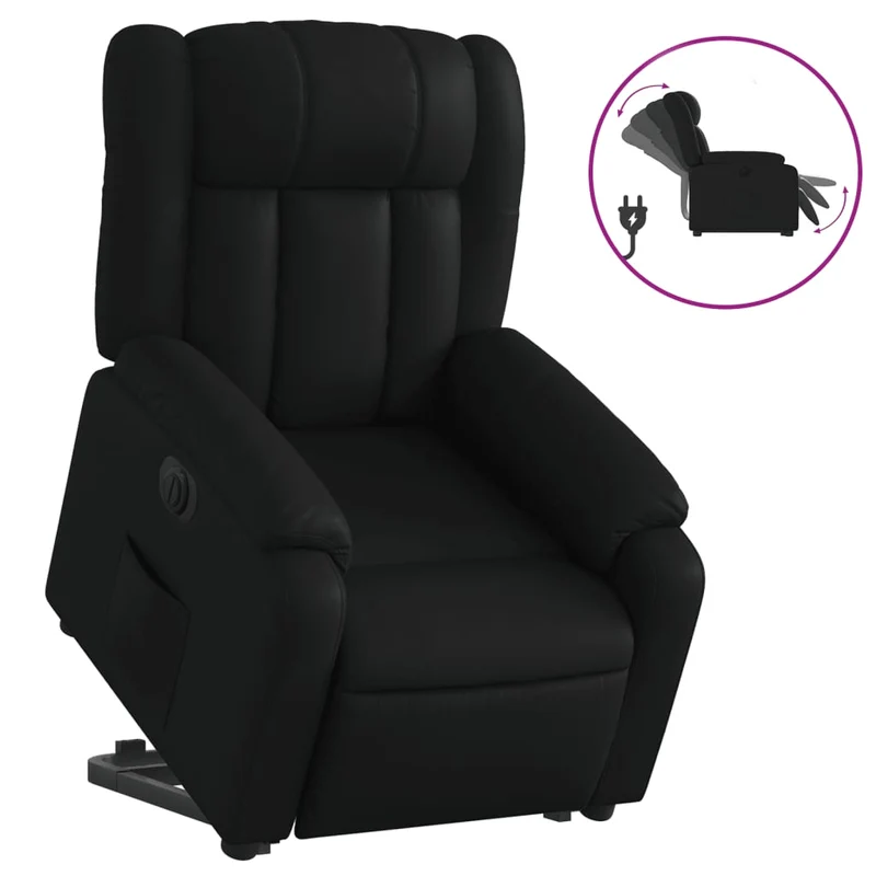Fauteuil relax TV fonction de levage électrique très confortable en PVC noir DEC028481