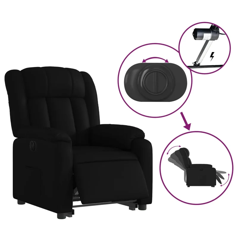 Fauteuil relax TV fonction de levage électrique très confortable en PVC noir DEC028481