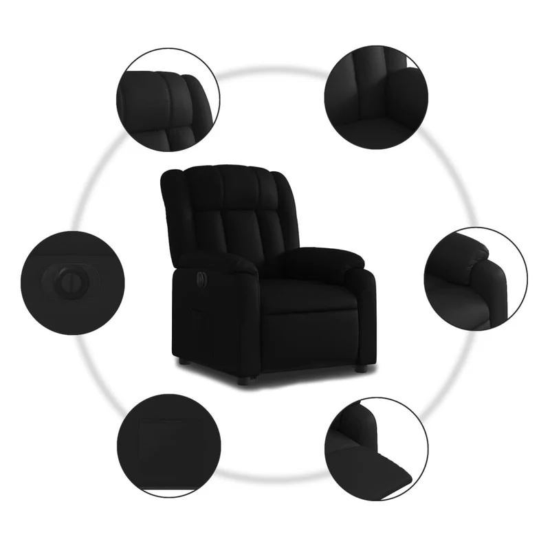 Fauteuil relax TV fonction de levage électrique très confortable en PVC noir DEC028481
