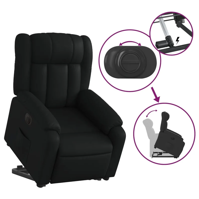 Fauteuil relax TV fonction de levage électrique très confortable en PVC noir DEC028481
