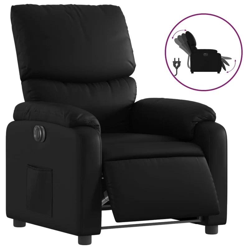 Fauteuil relax TV fonction d'inclinaison électrique très confortable en PVC noir DEC028467