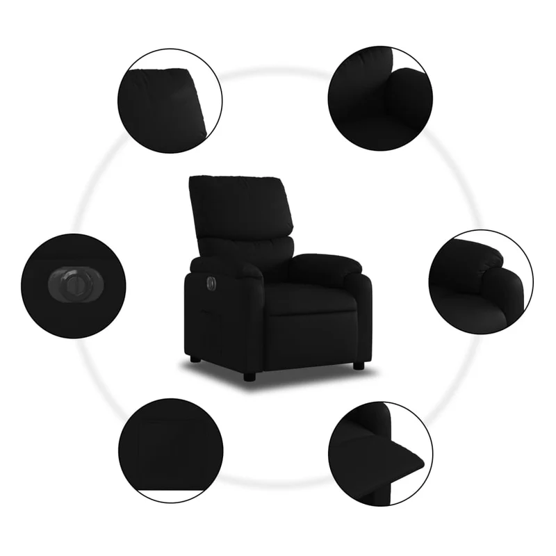 Fauteuil relax TV fonction d'inclinaison électrique très confortable en PVC noir DEC028467