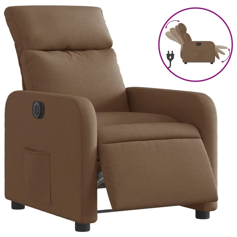 Fauteuil relax TV fonction d'inclinaison électrique très confortable en tissu marron DEC028454