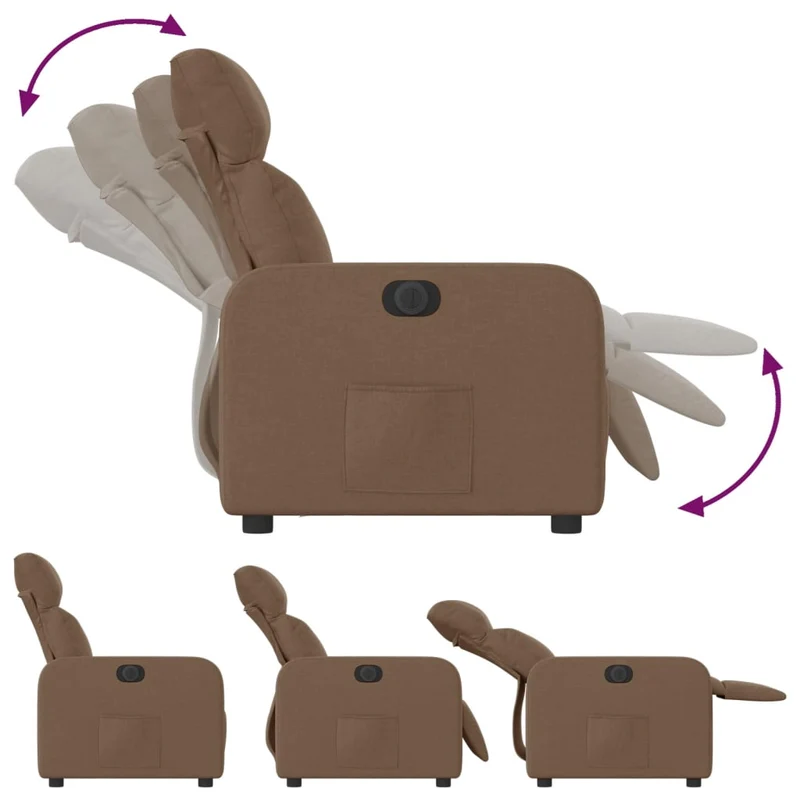 Fauteuil relax TV fonction d'inclinaison électrique très confortable en tissu marron DEC028454
