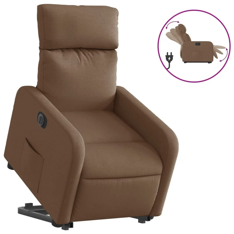 Fauteuil relax TV fonction de levage électrique très confortable en tissu marron DEC028453