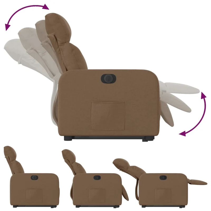 Fauteuil relax TV fonction de levage électrique très confortable en tissu marron DEC028453