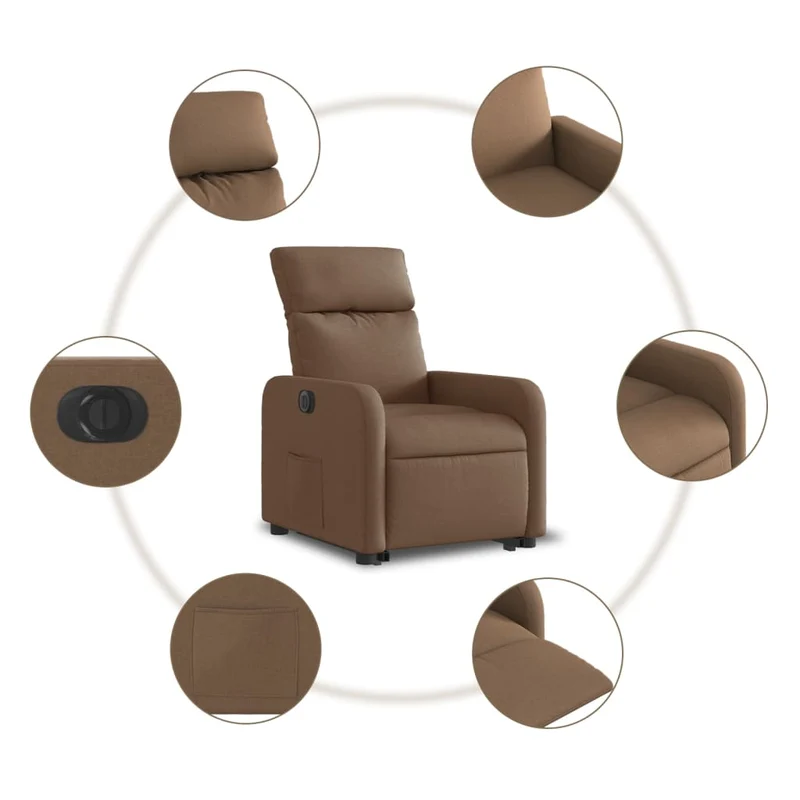 Fauteuil relax TV fonction de levage électrique très confortable en tissu marron DEC028453