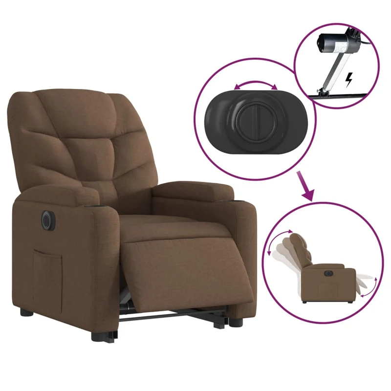 Fauteuil relax TV fonction de levage électrique très confortable en tissu marron DEC028438