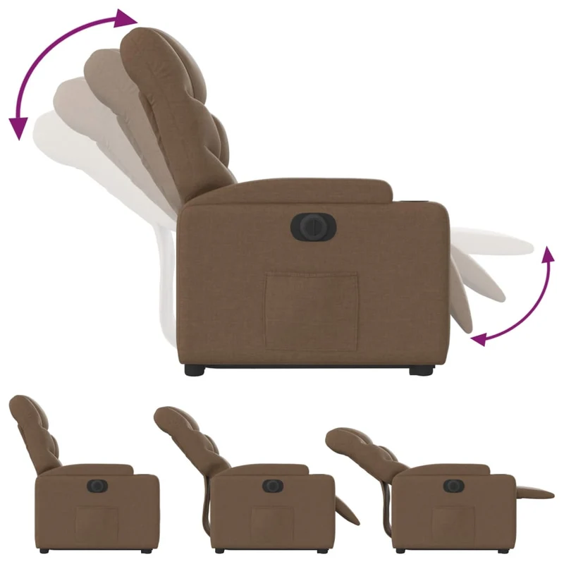 Fauteuil relax TV fonction de levage électrique très confortable en tissu marron DEC028438