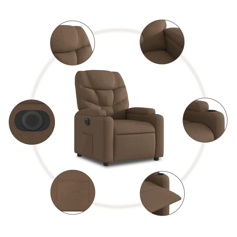 Fauteuil relax TV fonction de levage électrique très confortable en tissu marron DEC028438