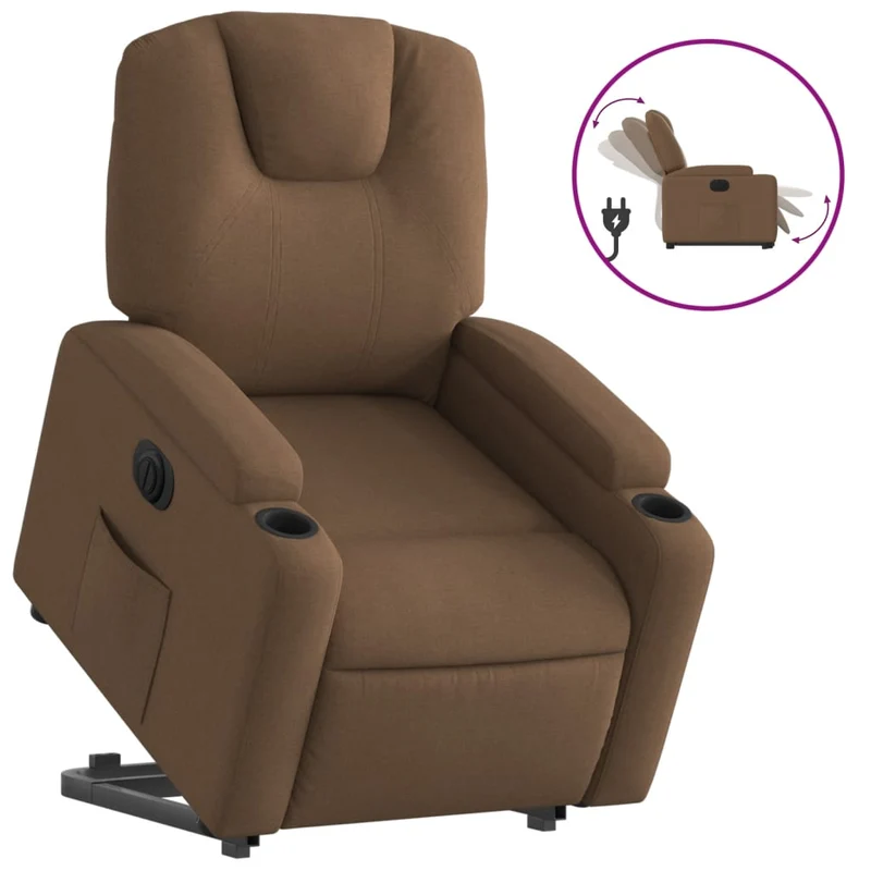 Fauteuil relax TV fonction de levage électrique très confortable en tissu marron DEC028437