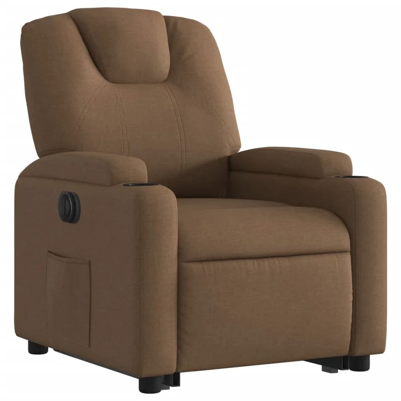 Fauteuil relax TV fonction de levage électrique très confortable en tissu marron DEC028437