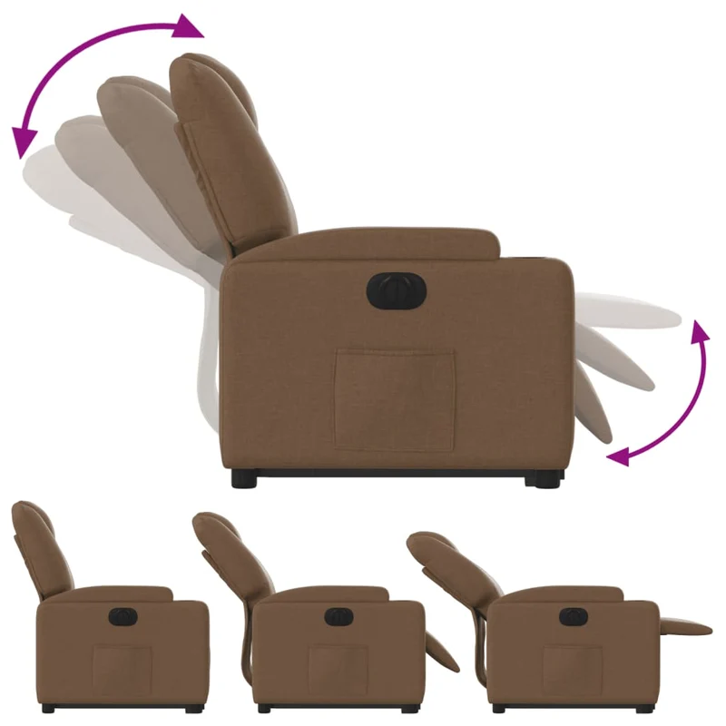 Fauteuil relax TV fonction de levage électrique très confortable en tissu marron DEC028437