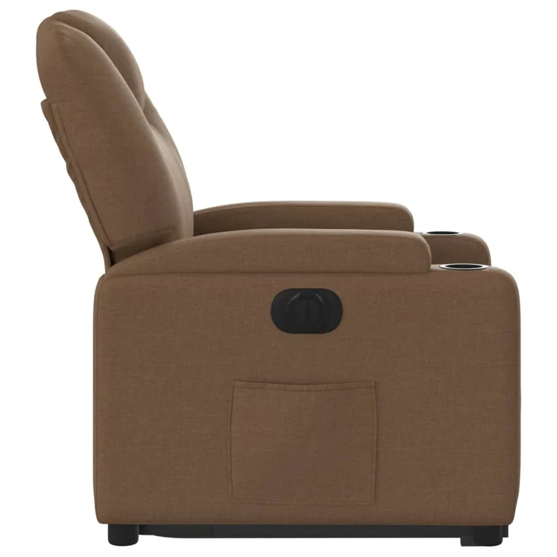 Fauteuil relax TV fonction de levage électrique très confortable en tissu marron DEC028437