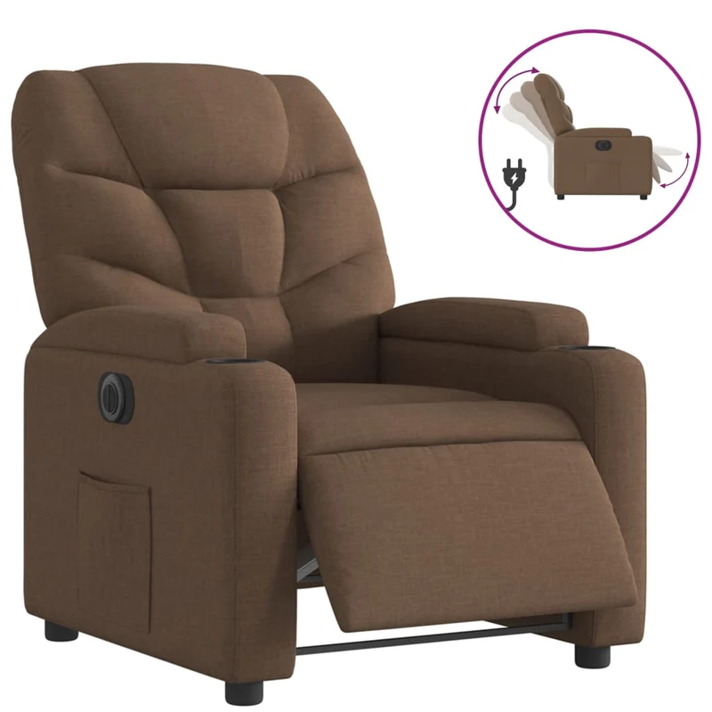 Fauteuil relax TV fonction d'inclinaison électrique très confortable en tissu marron DEC028434