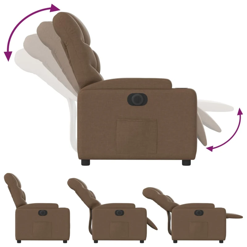 Fauteuil relax TV fonction d'inclinaison électrique très confortable en tissu marron DEC028434