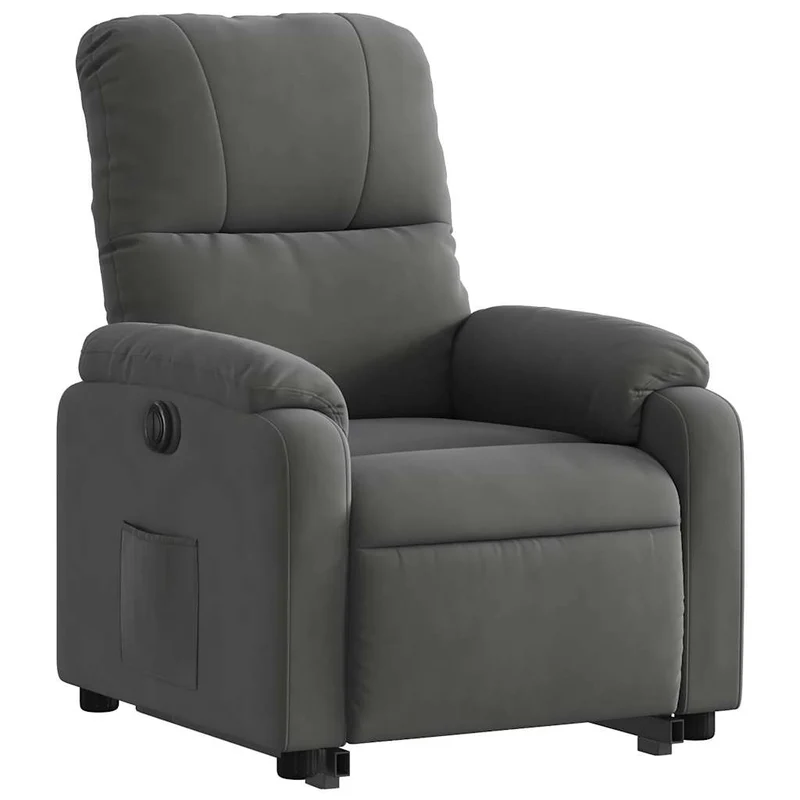 Fauteuil relax TV fonction de levage électrique très confortable en tissu microfibre gris DEC028368
