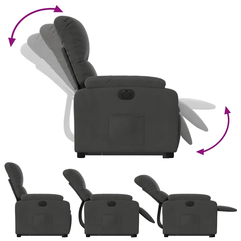 Fauteuil relax TV fonction de levage électrique très confortable en tissu microfibre gris DEC028368