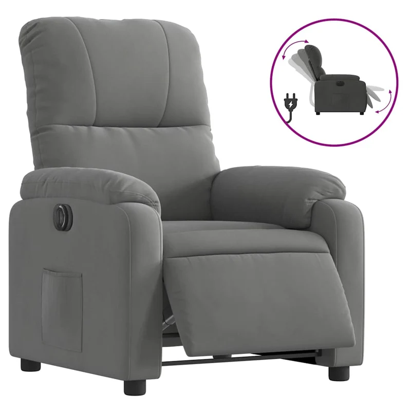Fauteuil relax TV fonction d'inclinaison électrique très confortable en tissu microfibre gris DEC028367