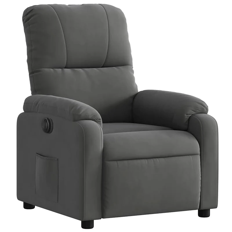 Fauteuil relax TV fonction d'inclinaison électrique très confortable en tissu microfibre gris DEC028367
