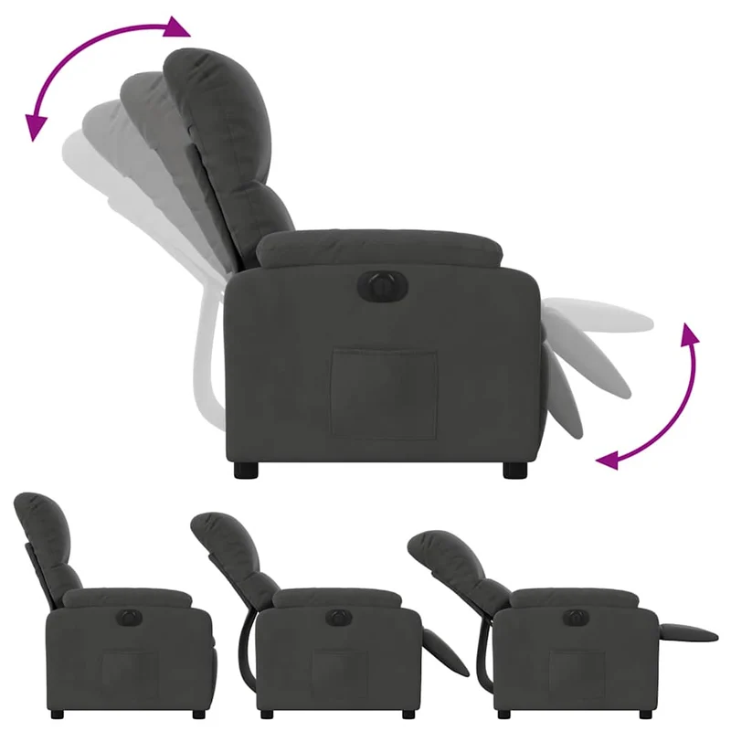 Fauteuil relax TV fonction d'inclinaison électrique très confortable en tissu microfibre gris DEC028367