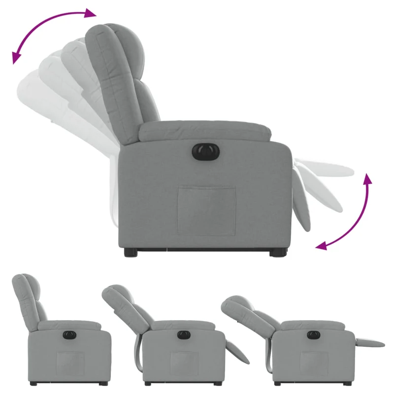 Fauteuil relax TV fonction de levage électrique très confortable en tissu gris clair DEC028316