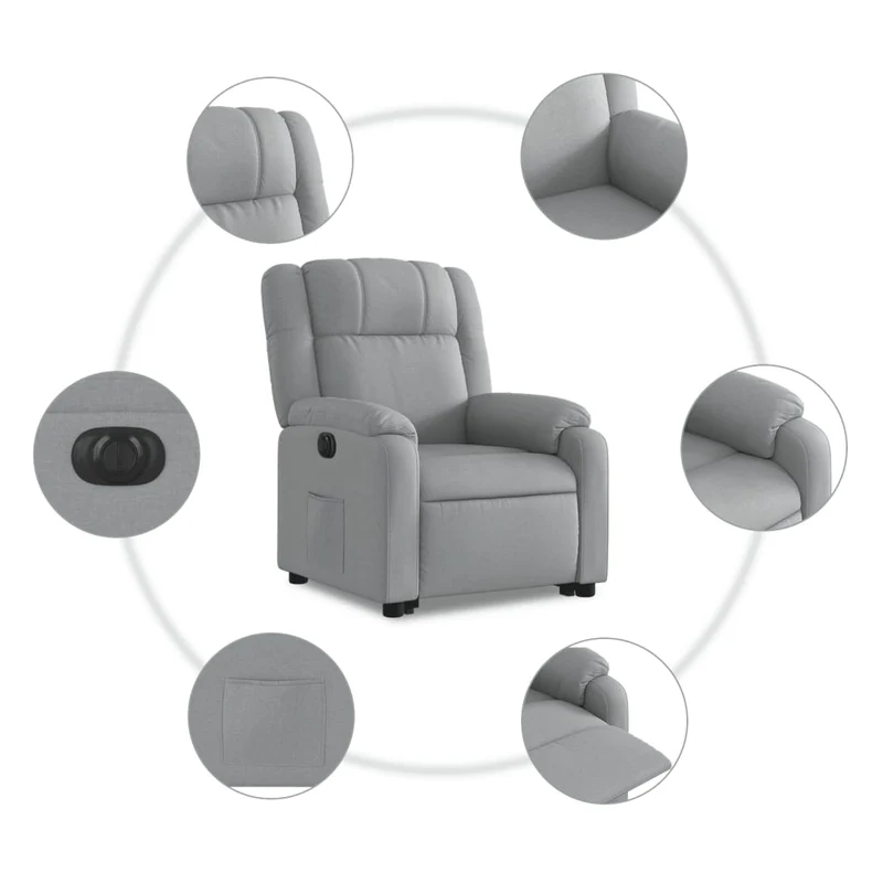 Fauteuil relax TV fonction de levage électrique très confortable en tissu gris clair DEC028316