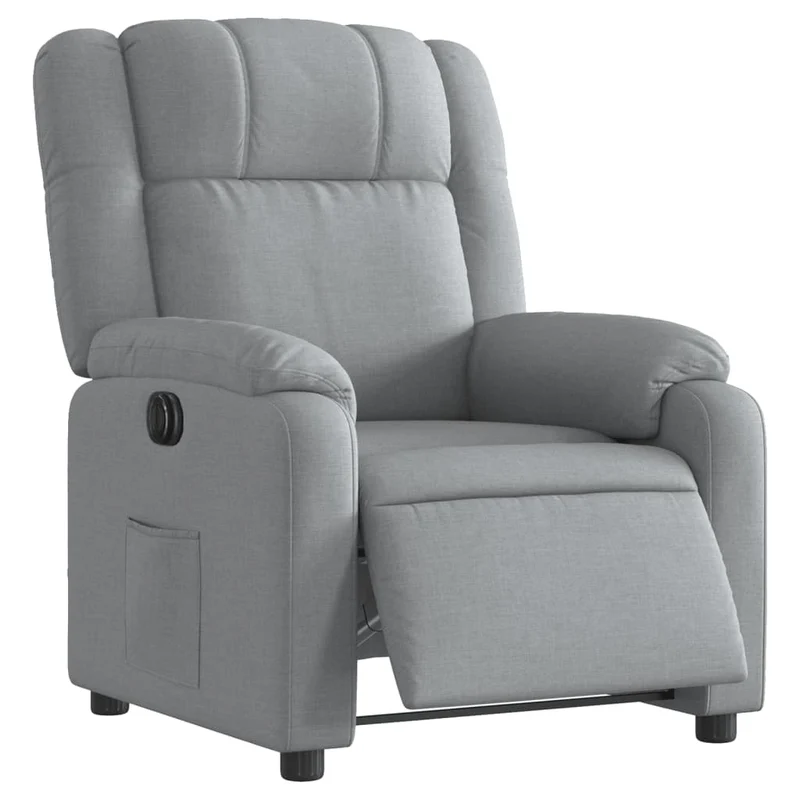 Fauteuil relax TV fonction d'inclinaison électrique très confortable en tissu gris clair DEC028305
