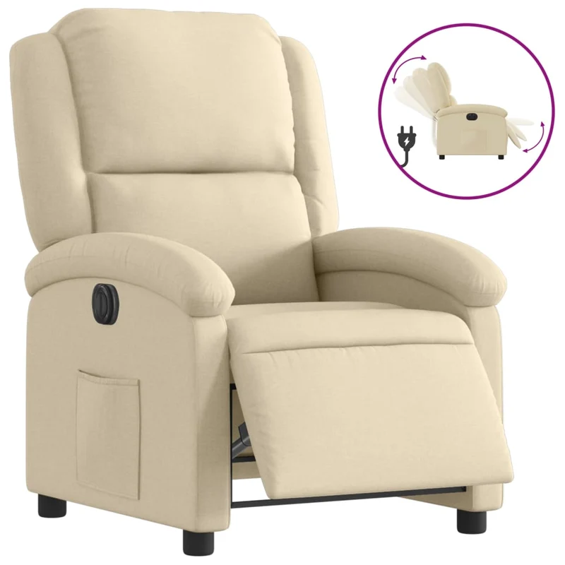 Fauteuil relax TV fonction d'inclinaison électrique très confortable en tissu crème DEC028278
