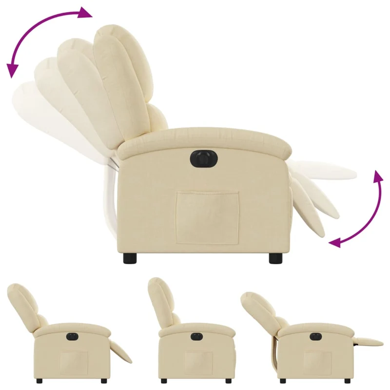 Fauteuil relax TV fonction d'inclinaison électrique très confortable en tissu crème DEC028278