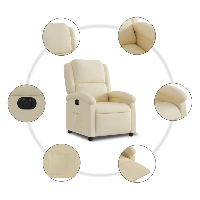 Fauteuil relax TV fonction d'inclinaison électrique très confortable en tissu crème DEC028278