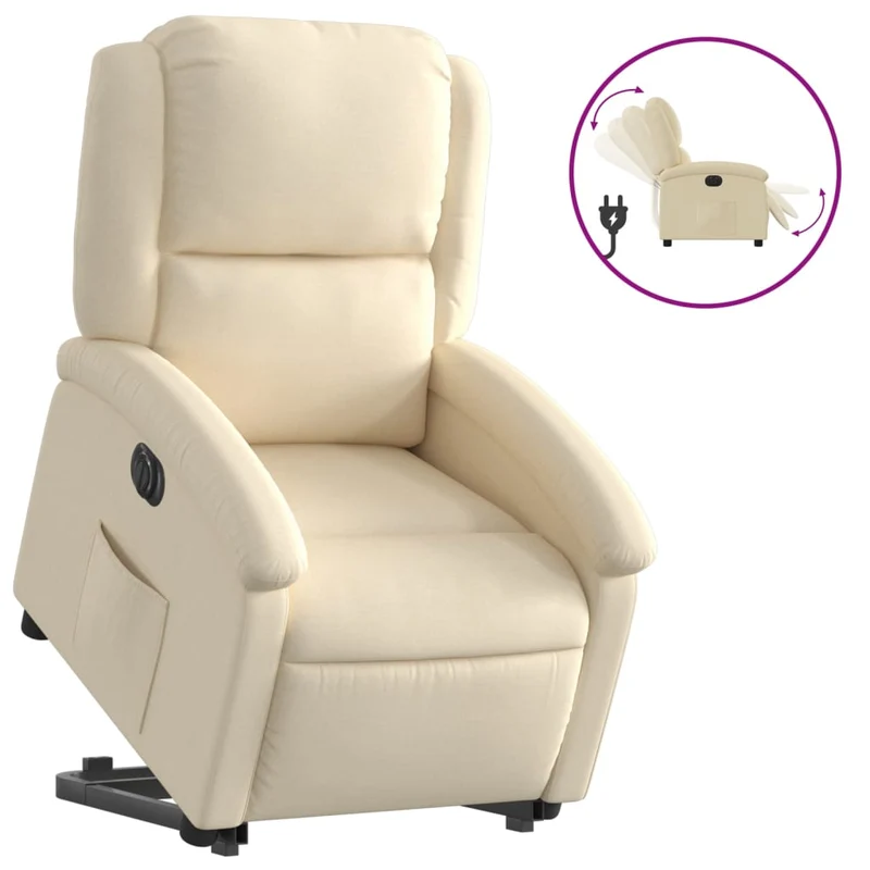 Fauteuil relax TV fonction de levage électrique très confortable en tissu crème DEC028276