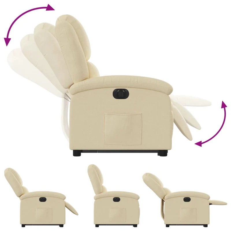 Fauteuil relax TV fonction de levage électrique très confortable en tissu crème DEC028276