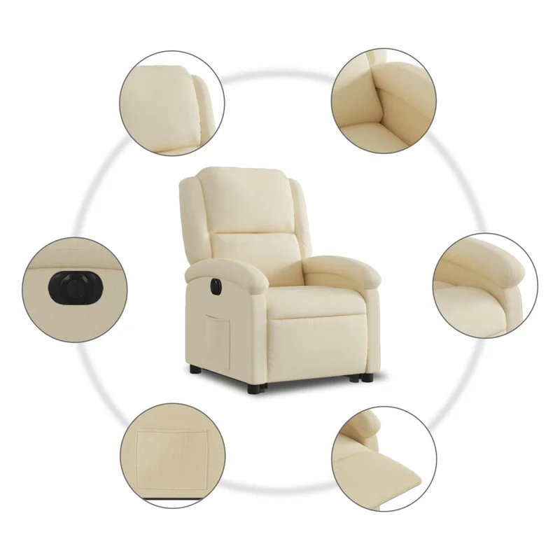 Fauteuil relax TV fonction de levage électrique très confortable en tissu crème DEC028276