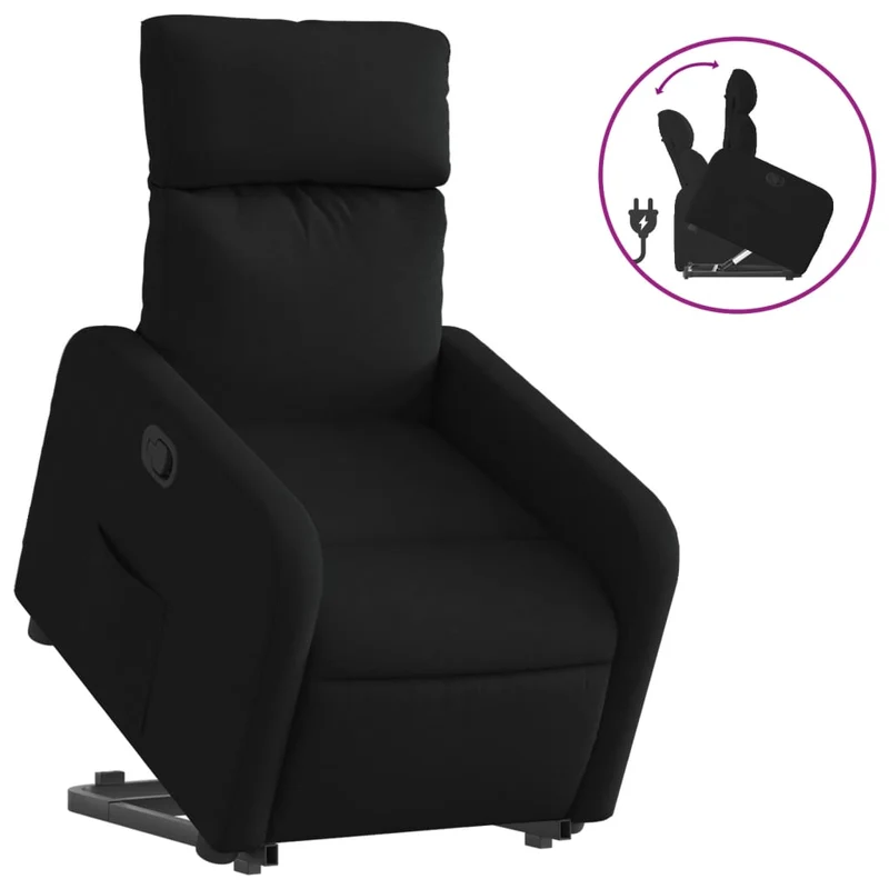 Fauteuil relax TV rembourrage confortable fonction de levage électrique en tissu noir DEC028114