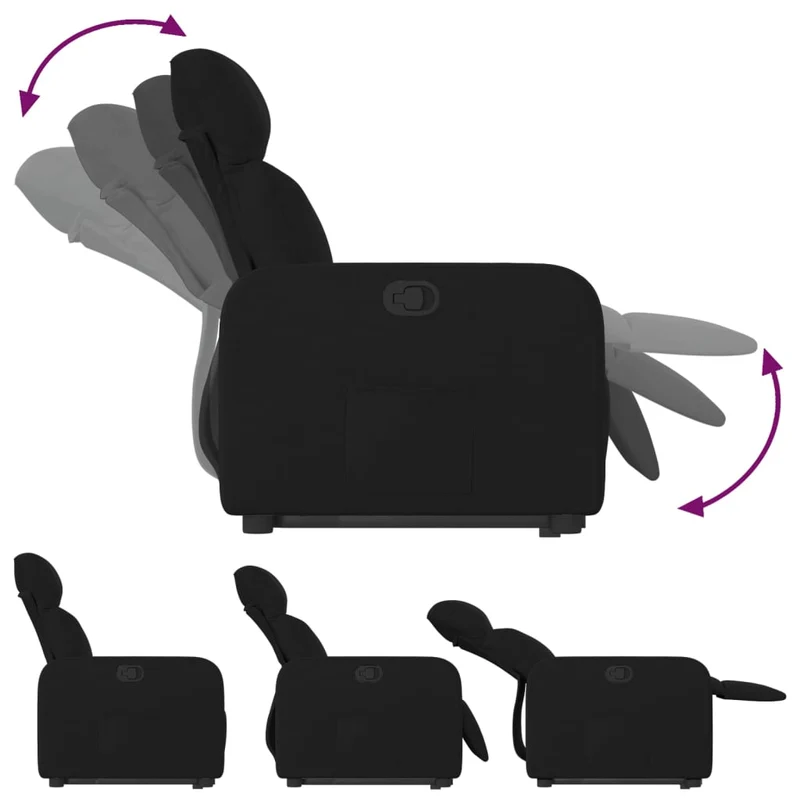 Fauteuil relax TV rembourrage confortable fonction de levage électrique en tissu noir DEC028114