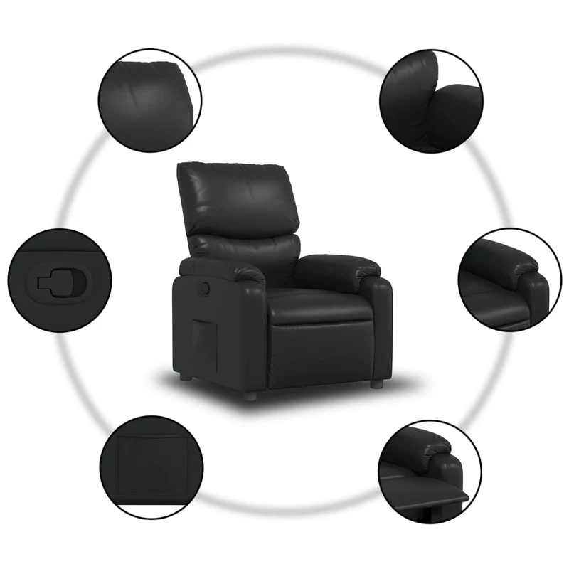 Fauteuil relax TV rembourrage confortable fonction d'inclinaison manuelle en PVC noir DEC028081