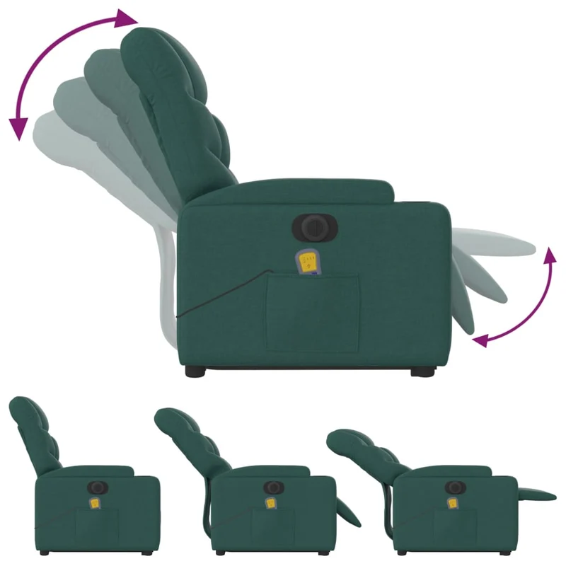 Fauteuil de relaxation fonction massage et inclinable en tissu vert foncé DEC027875