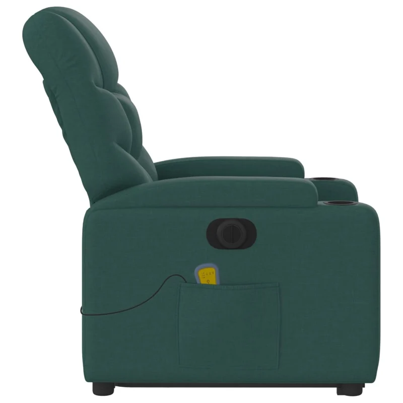 Fauteuil de relaxation fonction massage et inclinable en tissu vert foncé DEC027875