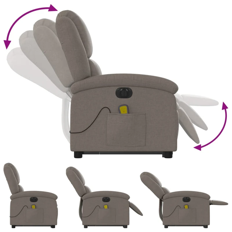 Fauteuil de relaxation fonction massage et inclinable en tissu taupe DEC027864