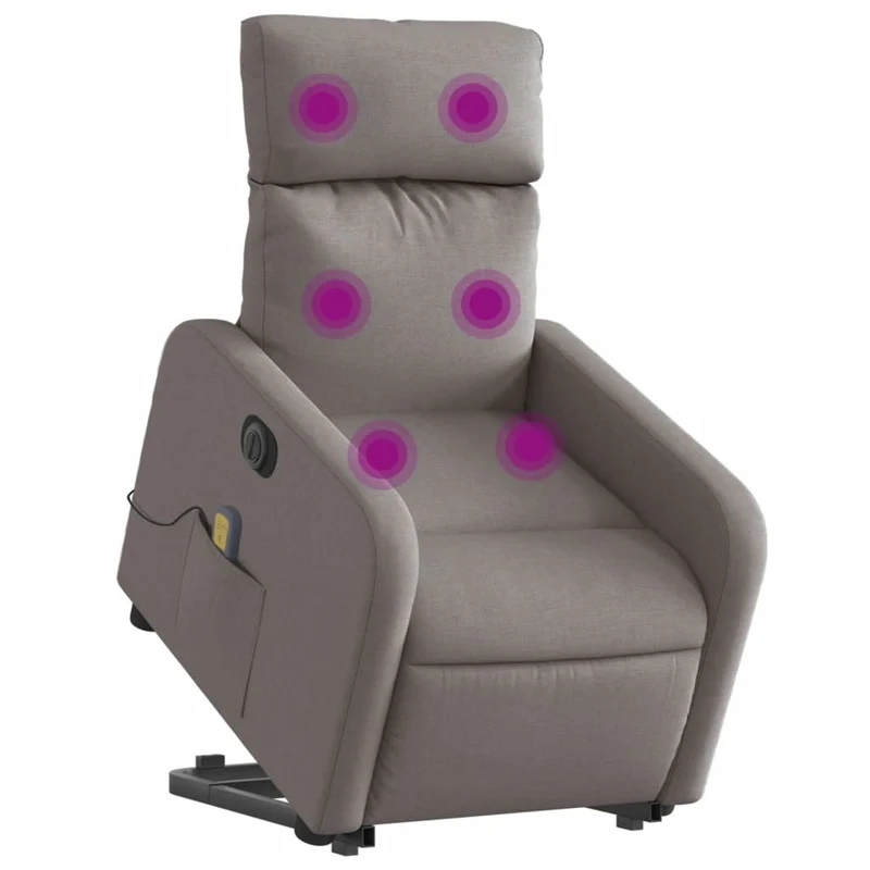Fauteuil de relaxation fonction massage et inclinable fonction de levage électrique en tissu taupe DEC027863