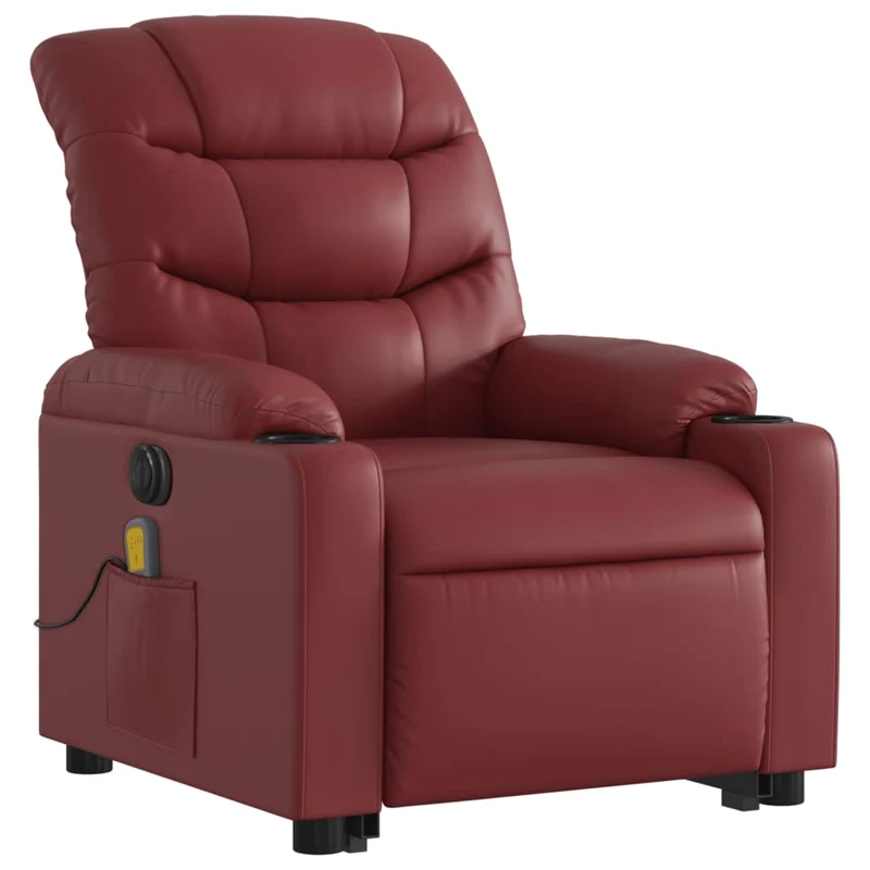 Fauteuil de relaxation fonction massage et inclinable fonction de levage électrique en PVC rouge bordeaux DEC027840