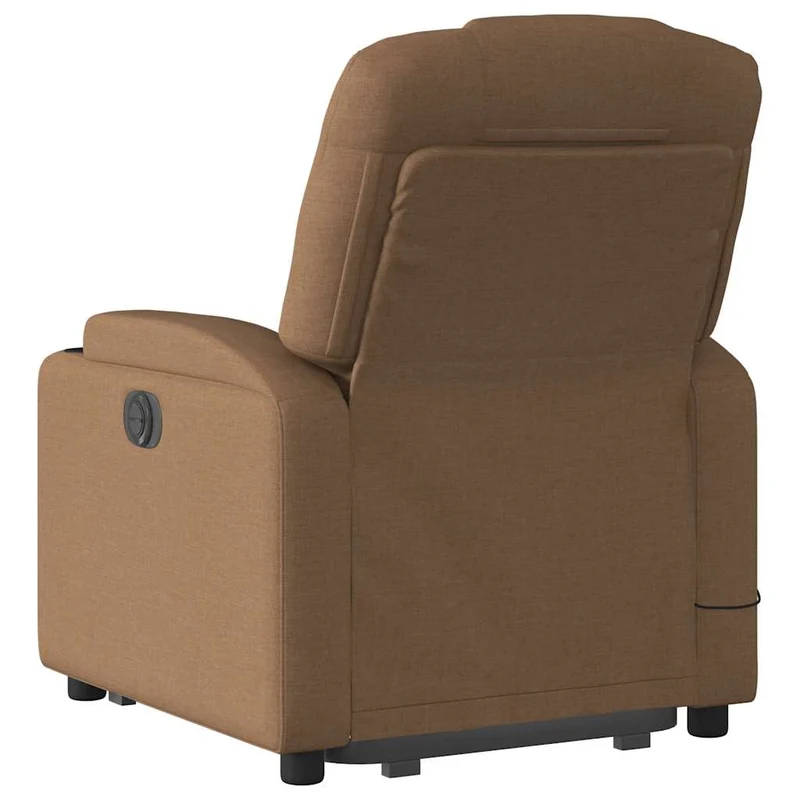 Fauteuil de relaxation fonction massage et inclinable onction de levage électrique en tissu marron DEC027795