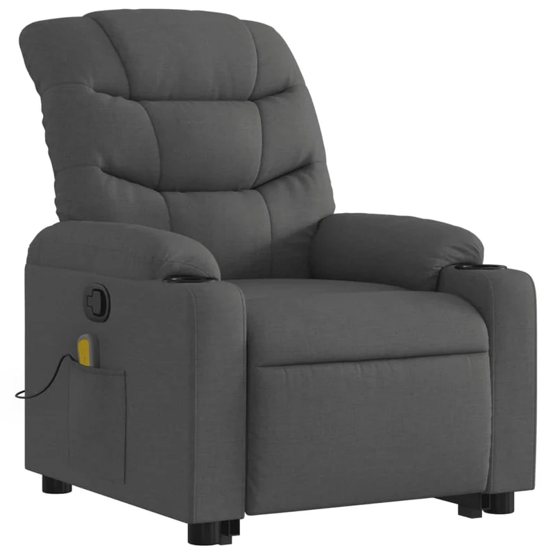 Fauteuil de relaxation TV fonction massage inclinable fonction de levage électrique en tissu gris foncé DEC026945