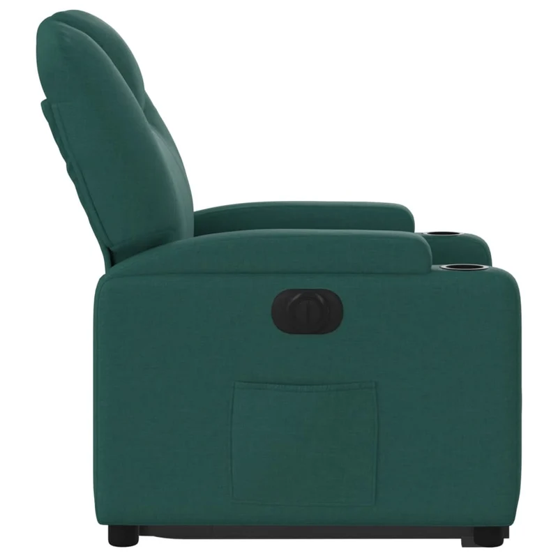 Fauteuil relax TV fonction de levage électrique très confortable en tissu vert foncé DEC028608