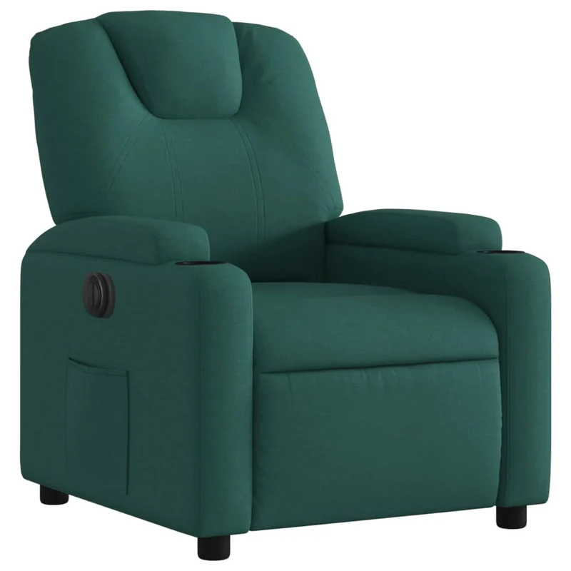 Fauteuil relax TV fonction d'inclinaison électrique très confortable en tissu vert foncé DEC028599