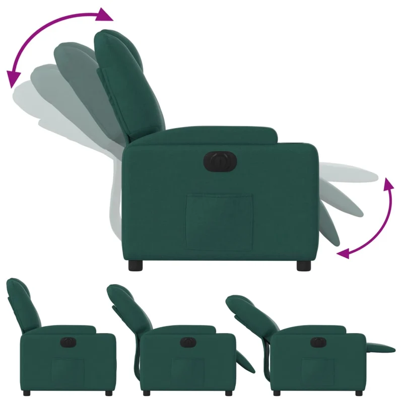 Fauteuil relax TV fonction d'inclinaison électrique très confortable en tissu vert foncé DEC028599