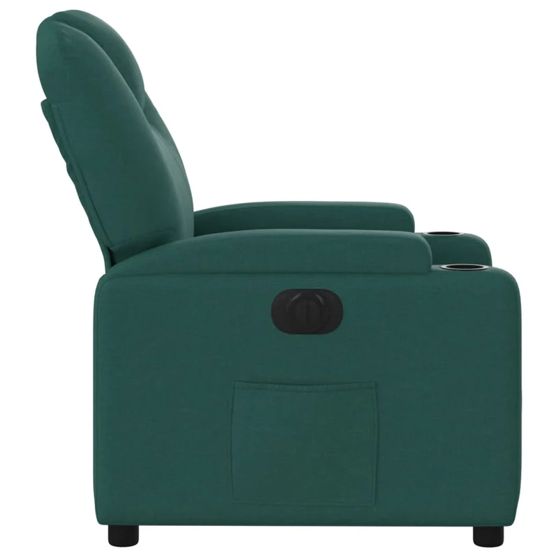Fauteuil relax TV fonction d'inclinaison électrique très confortable en tissu vert foncé DEC028599