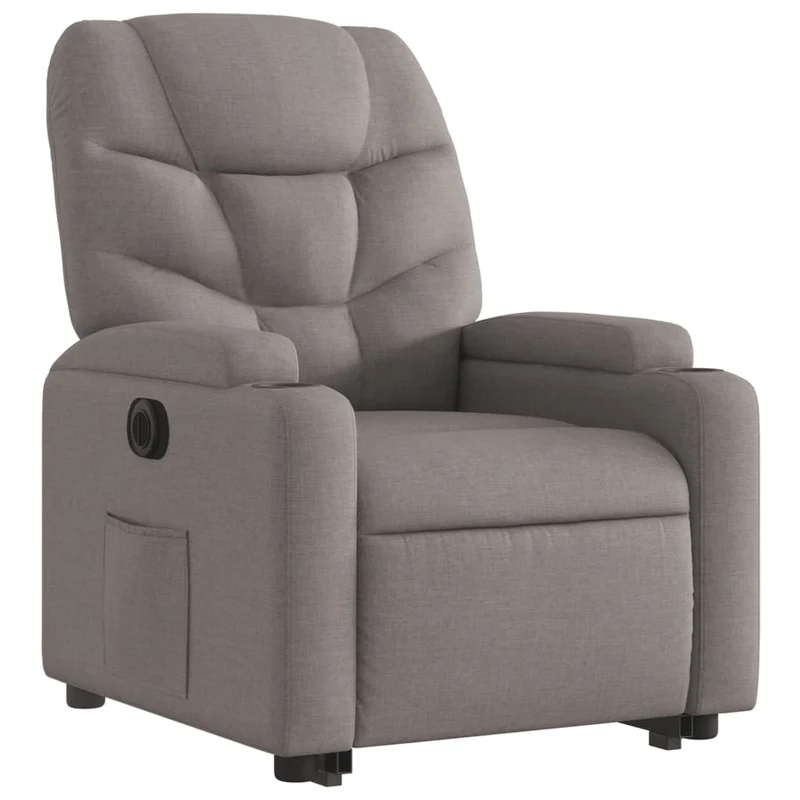 Fauteuil relax TV fonction de levage électrique très confortable en tissu taupe DEC028587