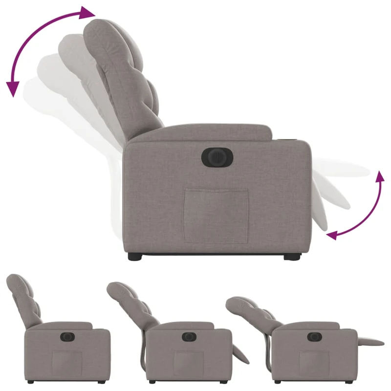 Fauteuil relax TV fonction de levage électrique très confortable en tissu taupe DEC028587
